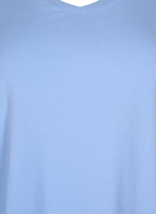 Zizzi Basic t-shirt in effen kleur met katoen, Serenity, Packshot image number 2