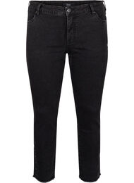 Cropped Emily jeans met gerafelde zoom, Dark Grey Denim