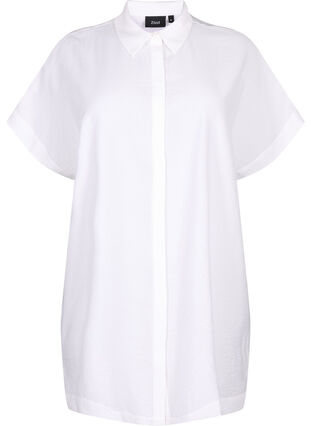 Zizzi Lang shirt van viscose met korte mouwen, Bright White, Packshot image number 0