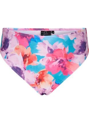 Zizzi Bikinibroekje met print en hoge taille, Pink Flower, Packshot image number 0