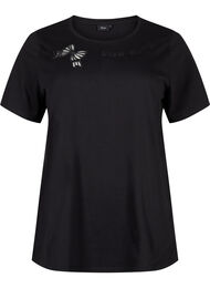 T-shirt van biologisch katoen met strikdetail, Black