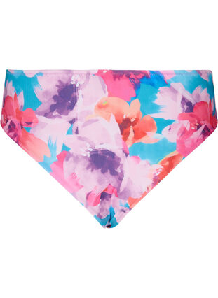 Zizzi Bikinibroekje met print en hoge taille, Pink Flower, Packshot image number 1