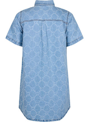 Zizzi Denim jurk met destroy-patroon en korte mouwen, Blue Denim, Packshot image number 1