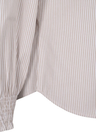Zizzi Shirt met strepen en smok, Silver Mink Wh. St., Packshot image number 3