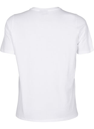 Zizzi T-shirt met ronde hals en strass-steentjes, Bright White, Packshot image number 1