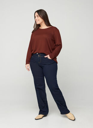Zizzi Regular fit Gemma jeans met hoge taille, Blue denim, Model image number 5