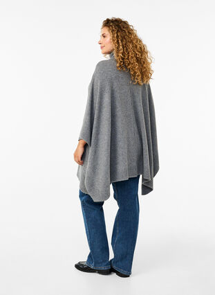 Zizzi Poncho met hoge hals, Medium Grey Melange, Model image number 1