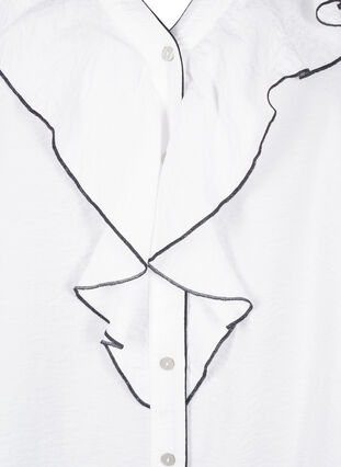 Zizzi Overhemdblouse van viscose met lange mouwen en ruches, Bright White, Packshot image number 2