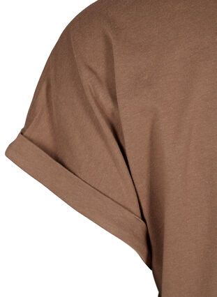 Zizzi T-shirt met korte mouwen van katoenmix, Coca Mocha, Packshot image number 3