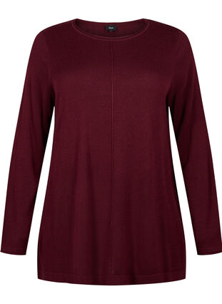 Zizzi Gebreide blouse gemaakt van katoen en viscose., Port Royal, Packshot image number 0