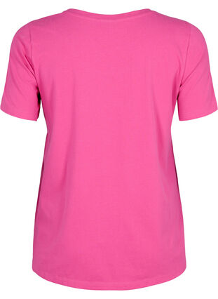 Zizzi Basic t-shirt in effen kleur met katoen, Raspberry Rose, Packshot image number 1