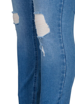 Zizzi Amy jeans met super slim fit en ripped details, Blue denim, Packshot image number 3