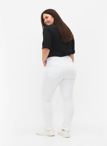 Zizzi Slim fit Emily jeans met normale taille, White, Model image number 1