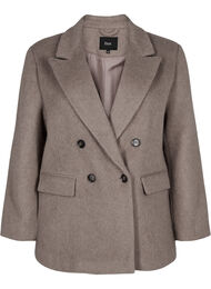 Wollen blazer met geborstelde textuur, Desert Taupe Mel.