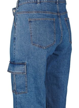 Zizzi Cargo jeans met hoge taille, Blue Denim, Packshot image number 3