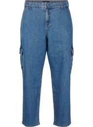 Cargo jeans met hoge taille, Blue Denim