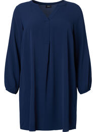 Jurk met lange mouwen en V-hals, Navy