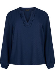 Blouse met lange mouwen en structuur, Navy Blazer