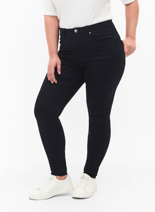 Zizzi Super slim Amy jeans met hoge taille, Unwashed, Model image number 2