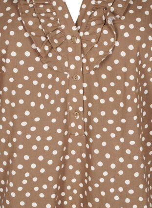 Zizzi Katoenen blouse met 3/4 mouwen en stippen, Coca Mocha Dot , Packshot image number 2