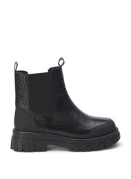 Wide fit - Croco Chelsea laars van leer, Black