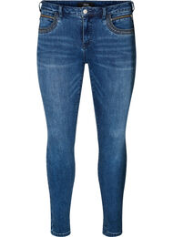 Superslanke Sanna jeans met klinknagels, Blue Denim