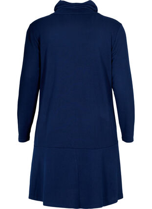 Zizzi Jersey-jurk met hoge hals en zakken, Dress Blues Mel., Packshot image number 1