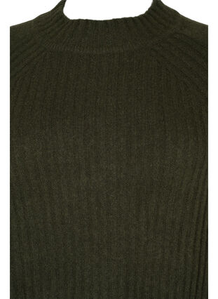 Zizzi Ribbed Knit Dress met col, Forest Night Mel., Packshot image number 2