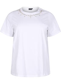 T-shirt met ronde hals en strass-steentjes