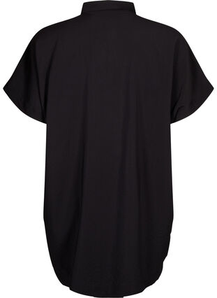 Zizzi Lang shirt van viscose met korte mouwen, Black, Packshot image number 1