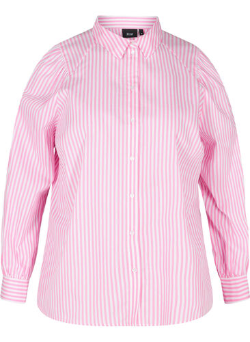 Onvergetelijk huiswerk Wijzigingen van Gestreepte blouse in katoen - Roze - Maat 42-60 - Zizzi