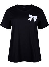 Katoenen T-shirt met strik, Black W. White