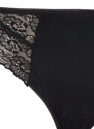 Zizzi Microfibre G-string met kant, Black, Packshot image number 2