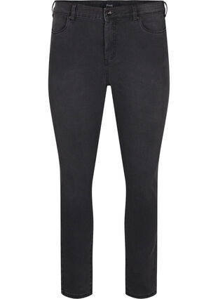 Zizzi Amy jeans met een hoge taille en super slanke pasvorm, Dark Grey Denim, Packshot image number 0