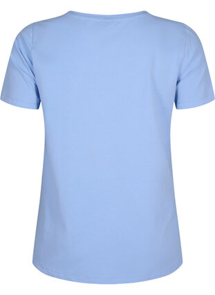 Zizzi Basic t-shirt in effen kleur met katoen, Serenity, Packshot image number 1