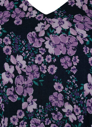 Zizzi Bloemenblouse met lange mouwen en v-hals, Black Small Fl. AOP, Packshot image number 2