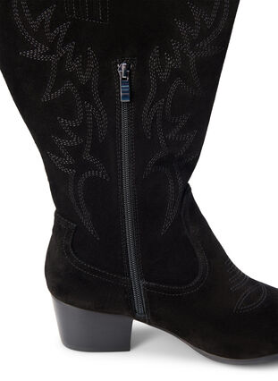 Zizzi Wide fit - Suède cowboylaarzen, Black, Packshot image number 3