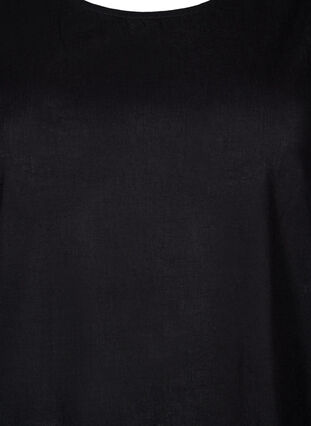 Zizzi Mouwloze jurk van katoenmix met linnen, Black, Packshot image number 2