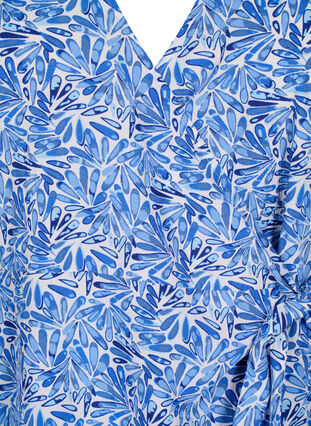 Zizzi FLASH - Wikkeljurk met korte mouwen, White Blue AOP, Packshot image number 2