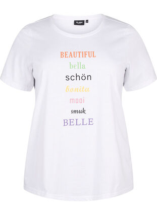 Zizzi FLASH - T-shirt met motief, Bright White, Packshot image number 0