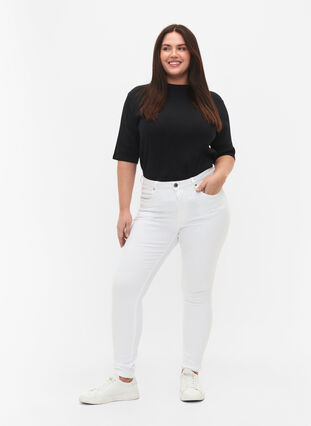 Zizzi Super slim Amy jeans met hoge taille, White, Model image number 0