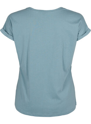 Zizzi T-shirt met korte mouwen van katoenmix, Smoke Blue, Packshot image number 1