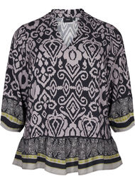 Blouse met print en 3/4 mouwen, Black AOP