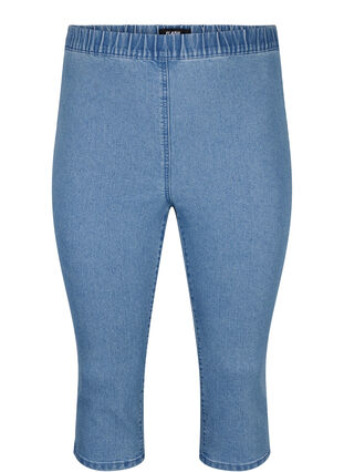 Zizzi FLASH - denim capri broek met hoge taille en slanke pasvorm, Light Blue Denim, Packshot image number 0