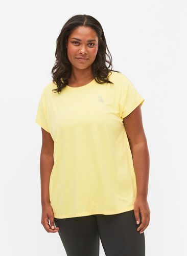 Zizzi Trainings T-shirt met korte mouwen, Lemon Meringue, Model image number 0