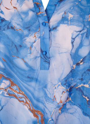 Zizzi Overhemdjurk van viscose met marmerprint, Palace Blue AOP, Packshot image number 2