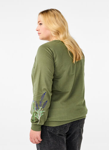 Zizzi Sweatshirt met geborduurde bloemen, D. L. Green W. emb., Model image number 1