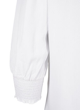 Zizzi Viscose blouse met smok en ruches, Bright White, Packshot image number 3