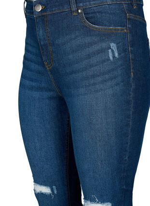 Zizzi Super slanke destroyed Amy jeans met hoge taille, Dark blue, Packshot image number 2