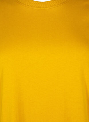 Zizzi Basic katoenen T-shirt met ronde hals, Golden Yellow, Packshot image number 2